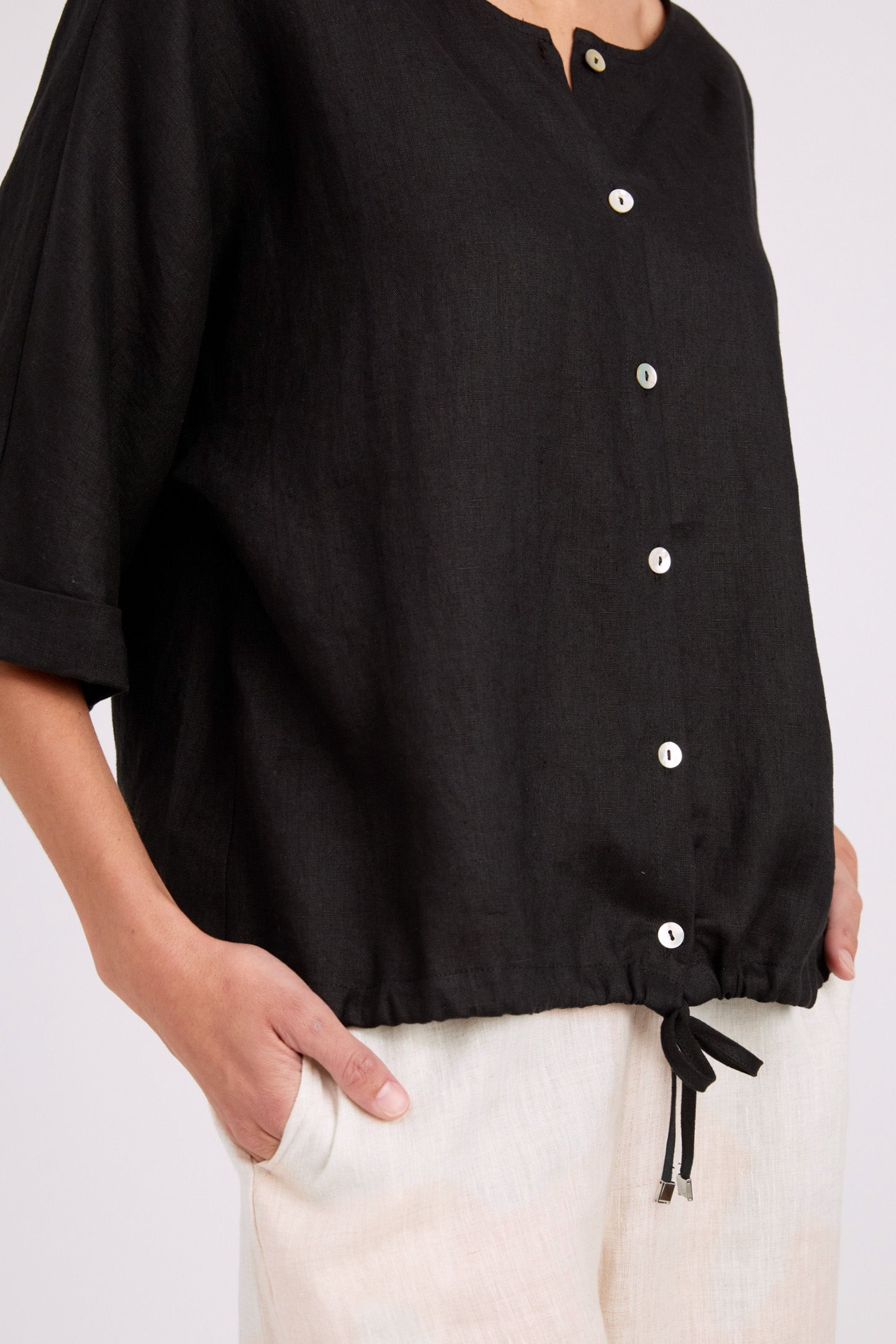 Studio Button Jacket/Top - Black