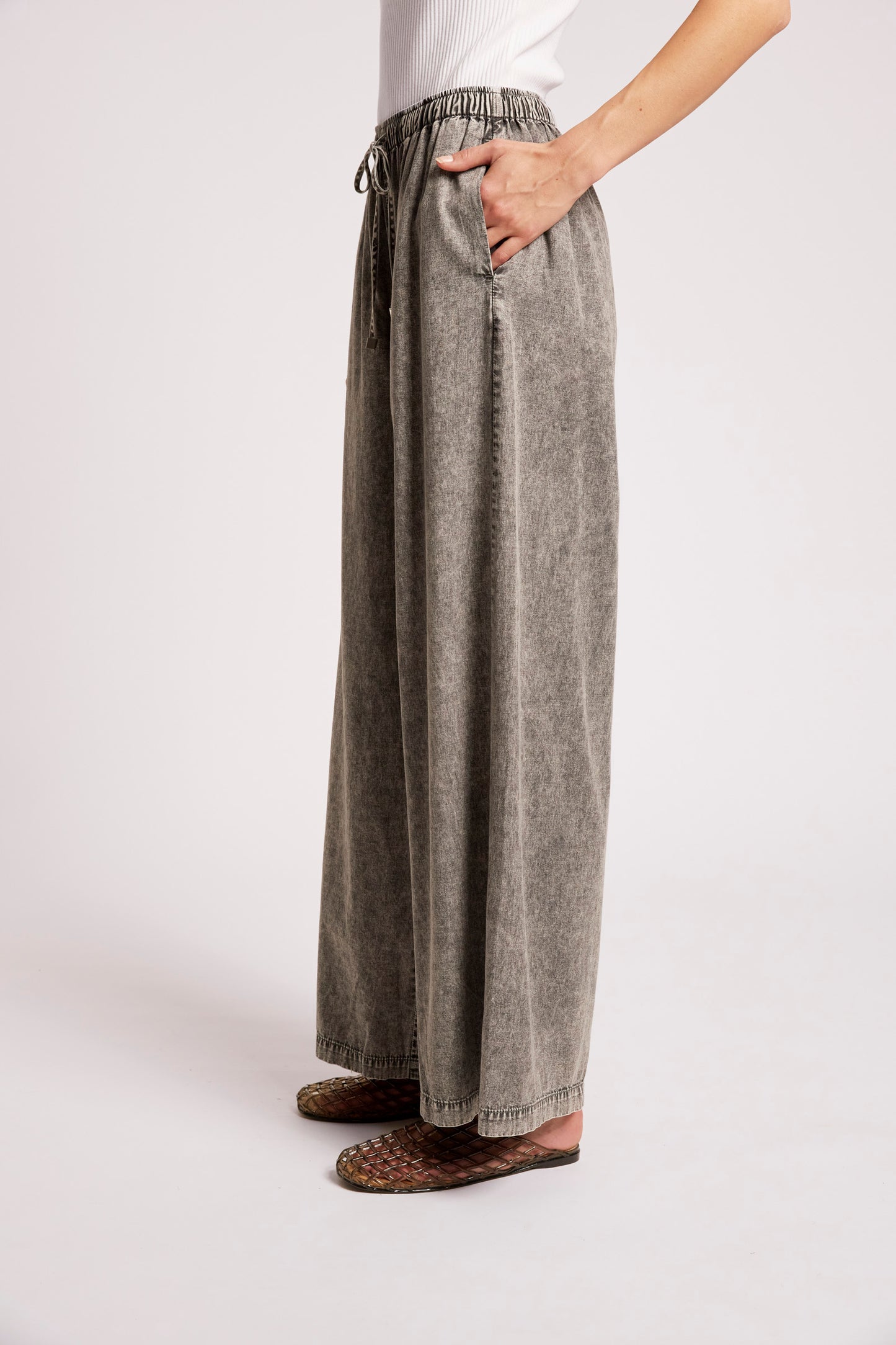 Roam Wide Leg Denim Pant from Eb+Ive - Ash