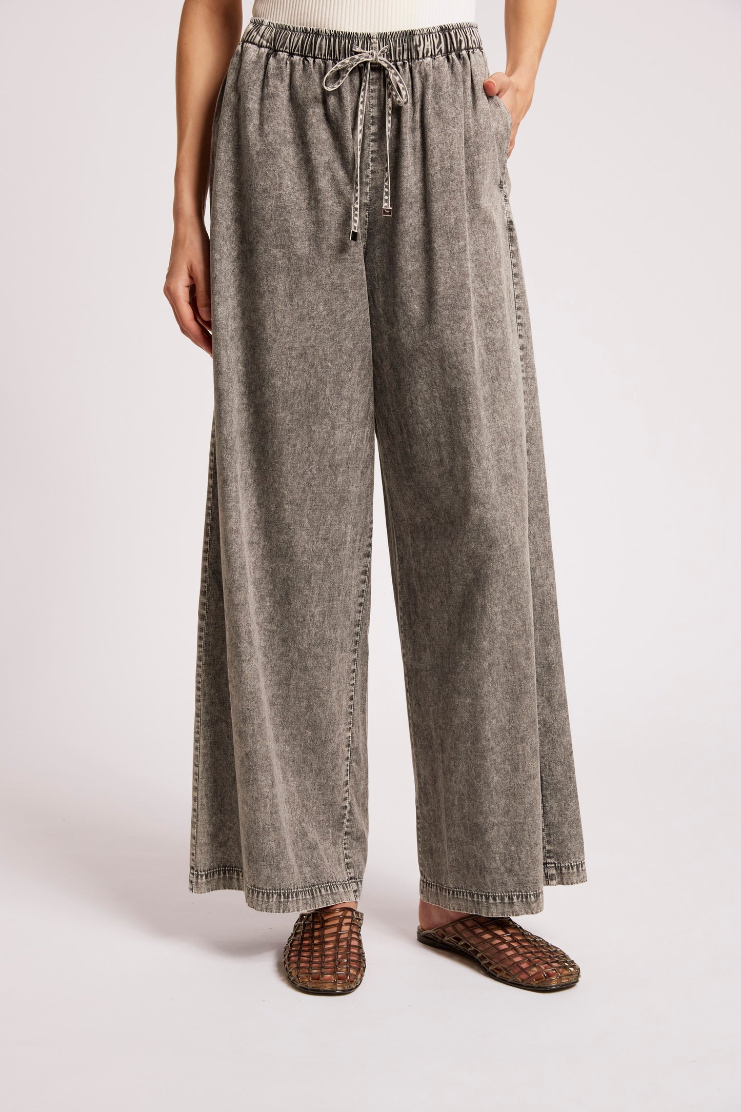 Roam Wide Leg Denim Pant from Eb+Ive - Ash