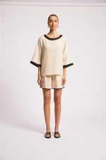 Maris Relaxed Splice Top - Tusk / Black