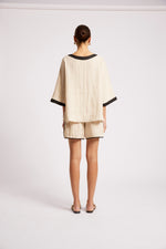 Maris Relaxed Splice Top - Tusk / Black