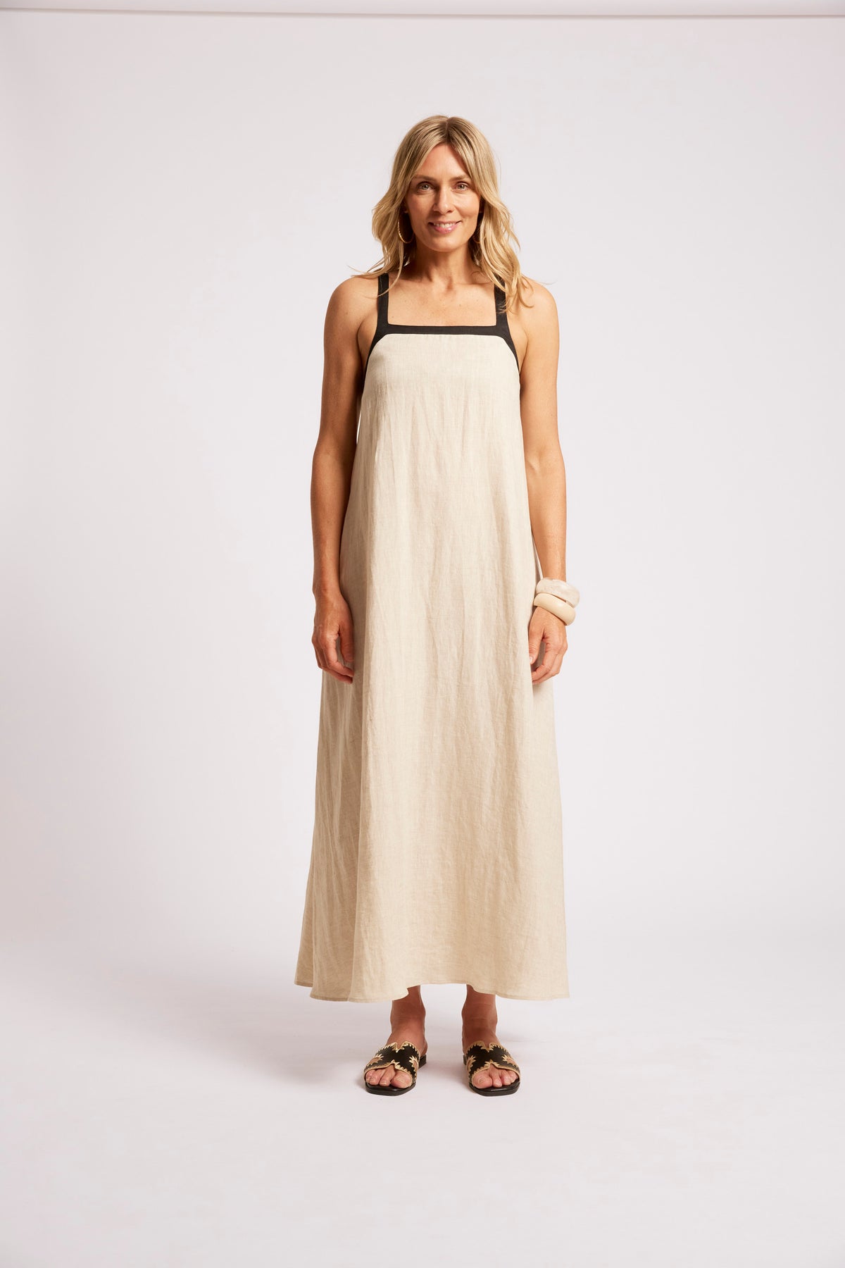 Maris Splice Tank Maxi Dress - Tusk/Black