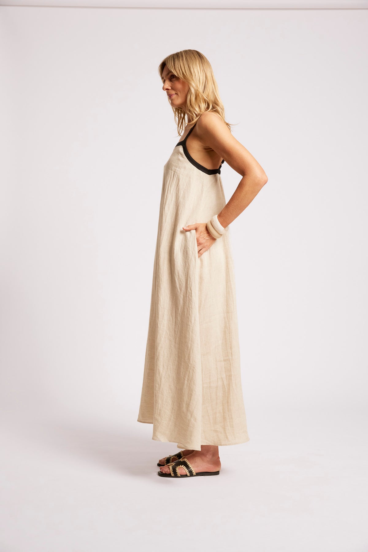 Maris Splice Tank Maxi Dress - Tusk/Black