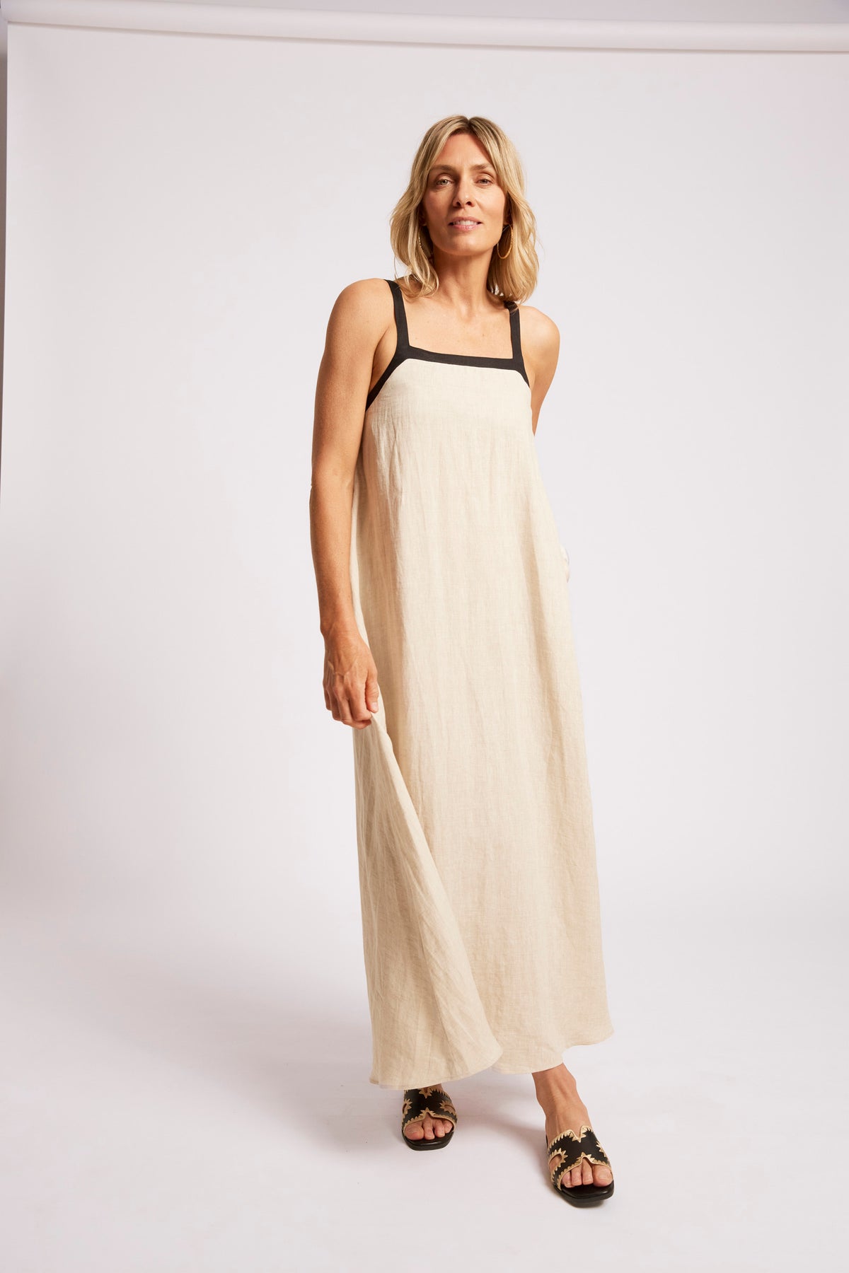 Maris Splice Tank Maxi Dress - Tusk/Black