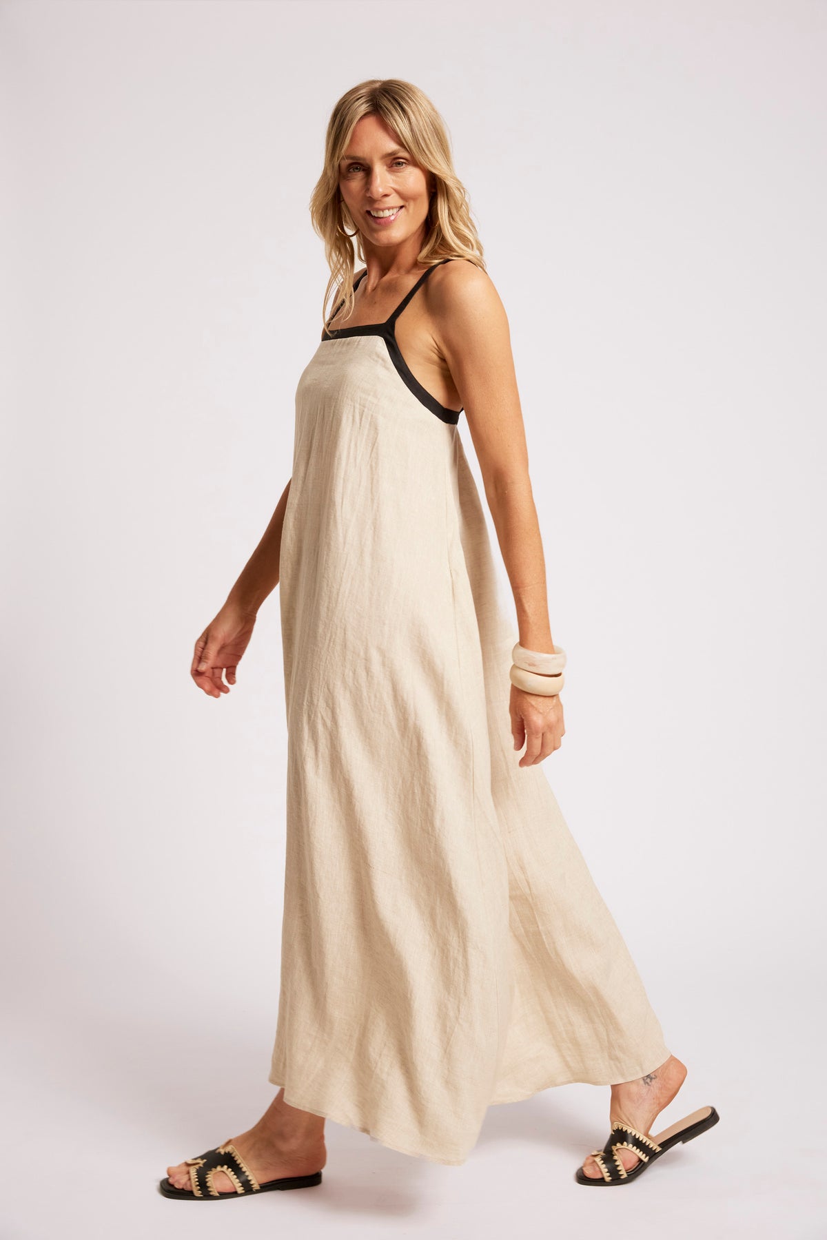 Maris Splice Tank Maxi Dress - Tusk/Black
