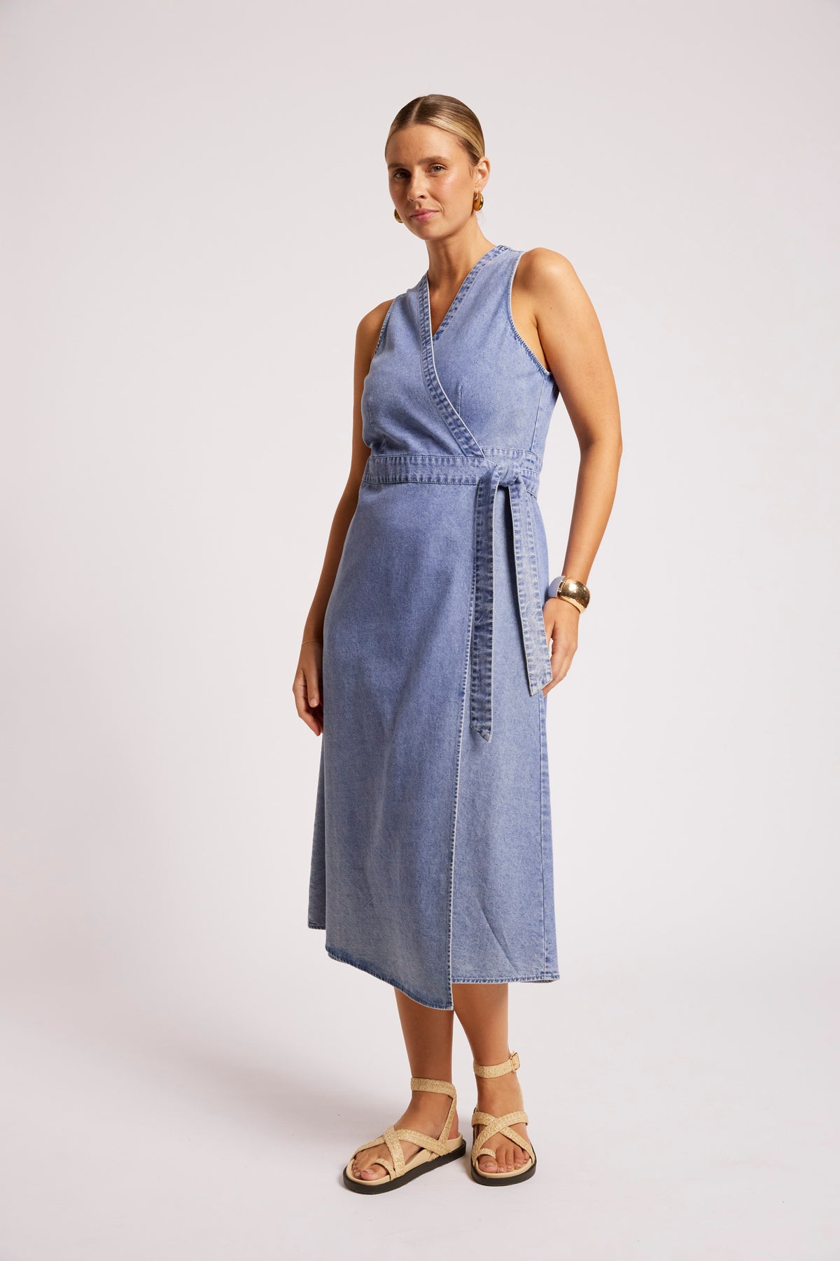 Dusk Denim Wrap Dress