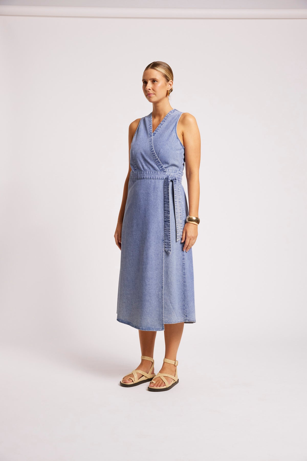 Dusk Denim Wrap Dress