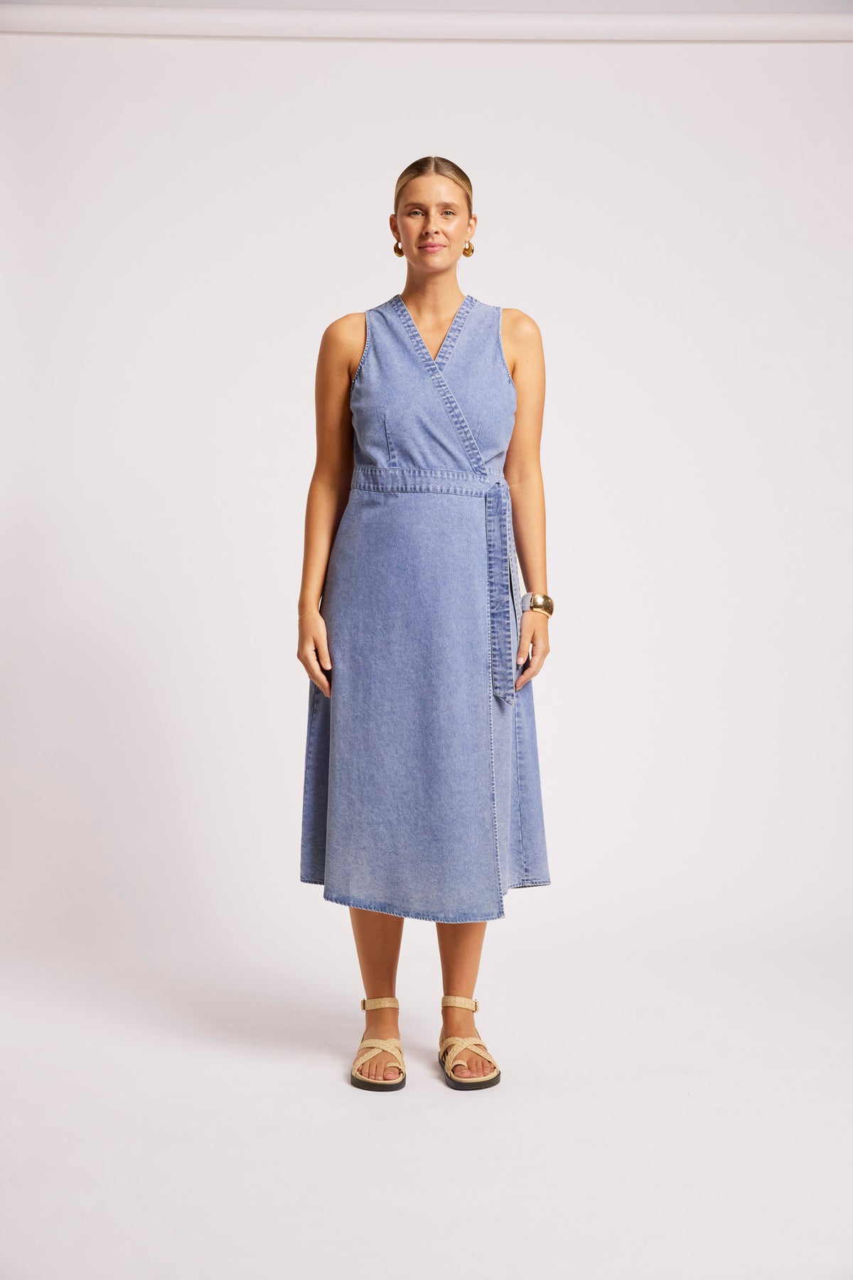 Dusk Denim Wrap Dress
