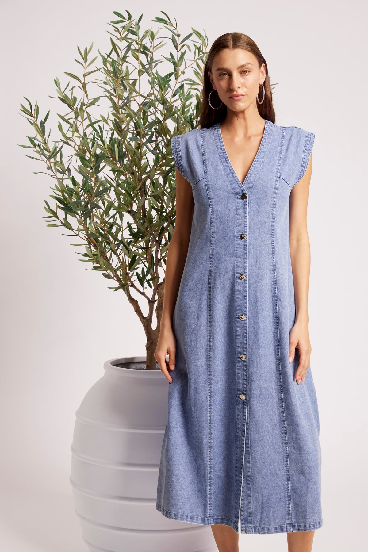 Dusk Denim Maxi Dress