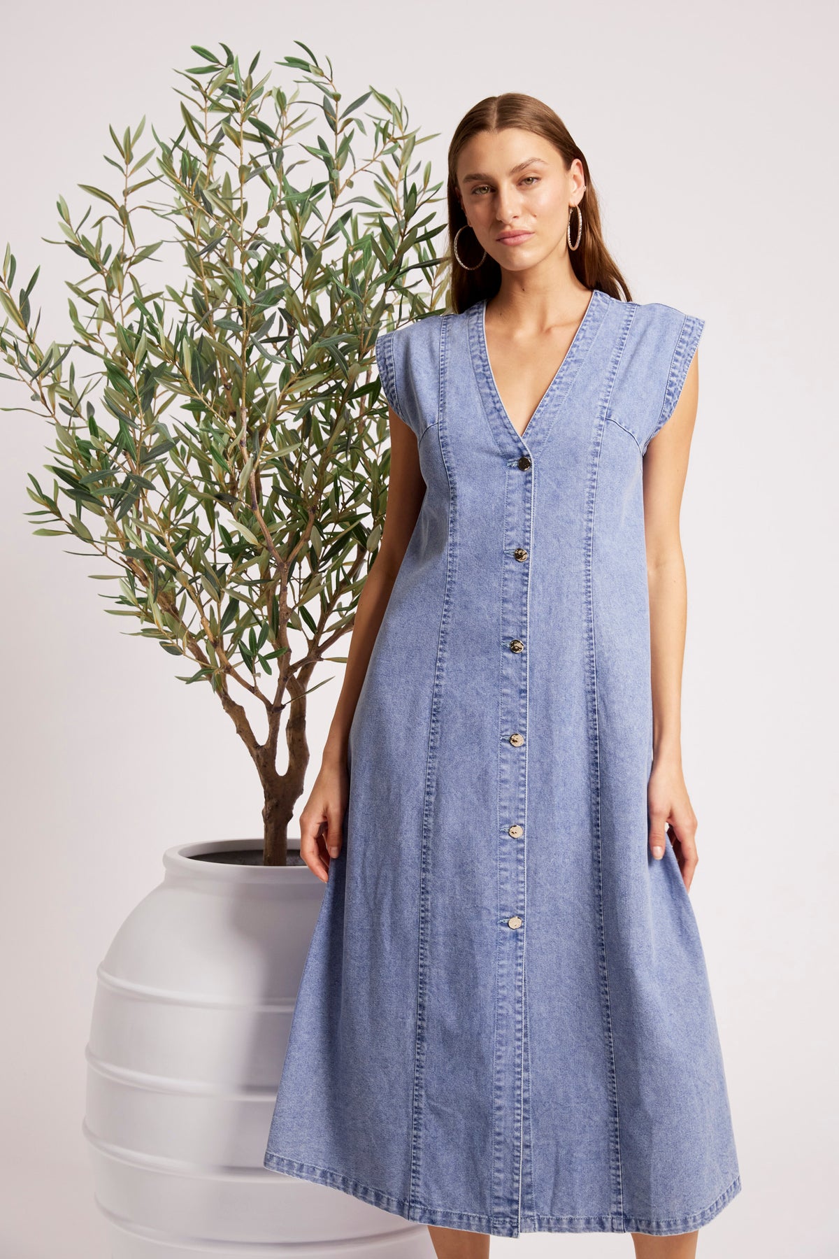 Dusk Denim Maxi Dress