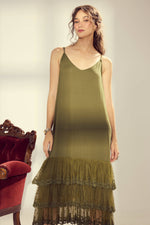 Evangeline slip dress in Moss