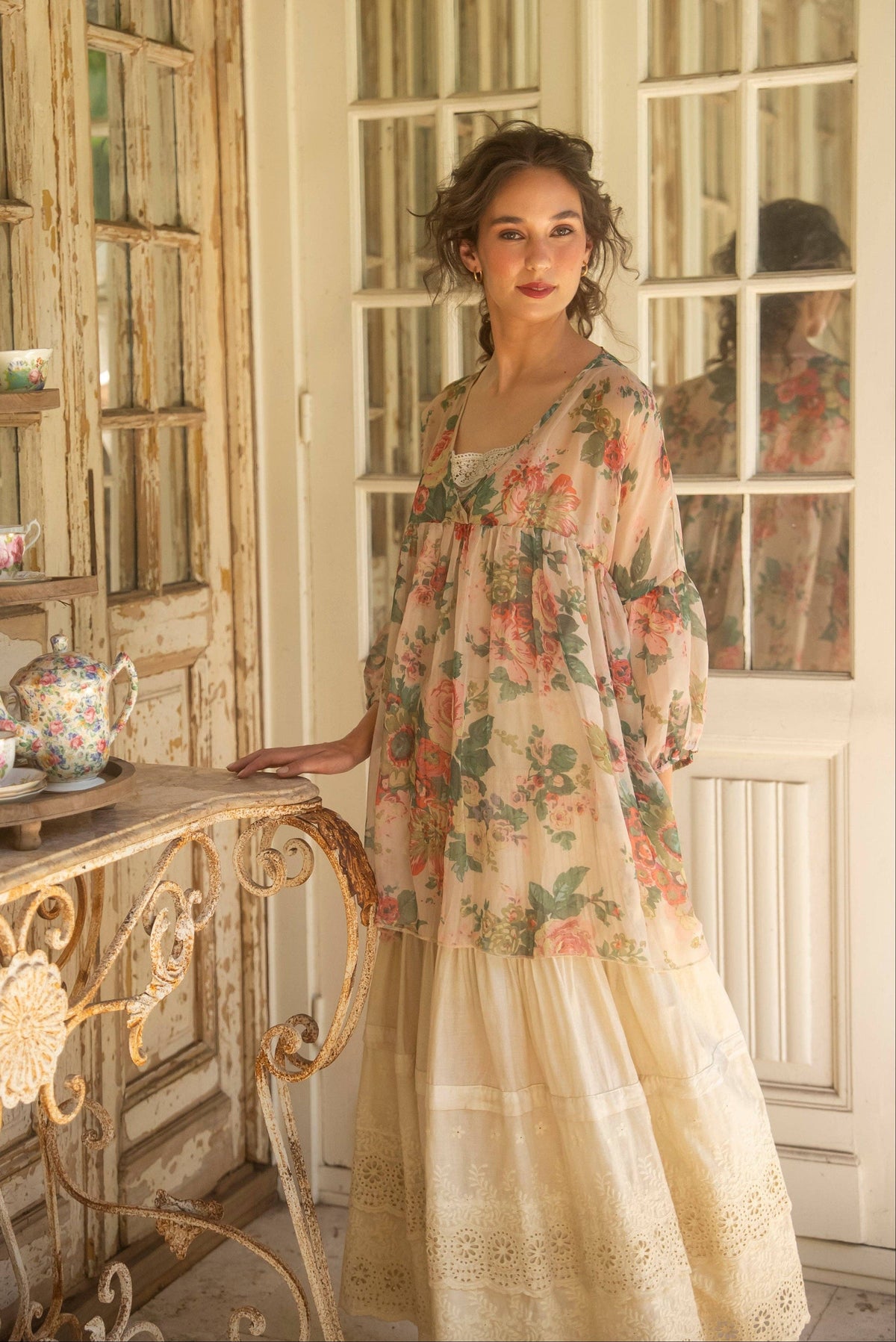 Ariel Chiffon Top - Marigold Rose Print