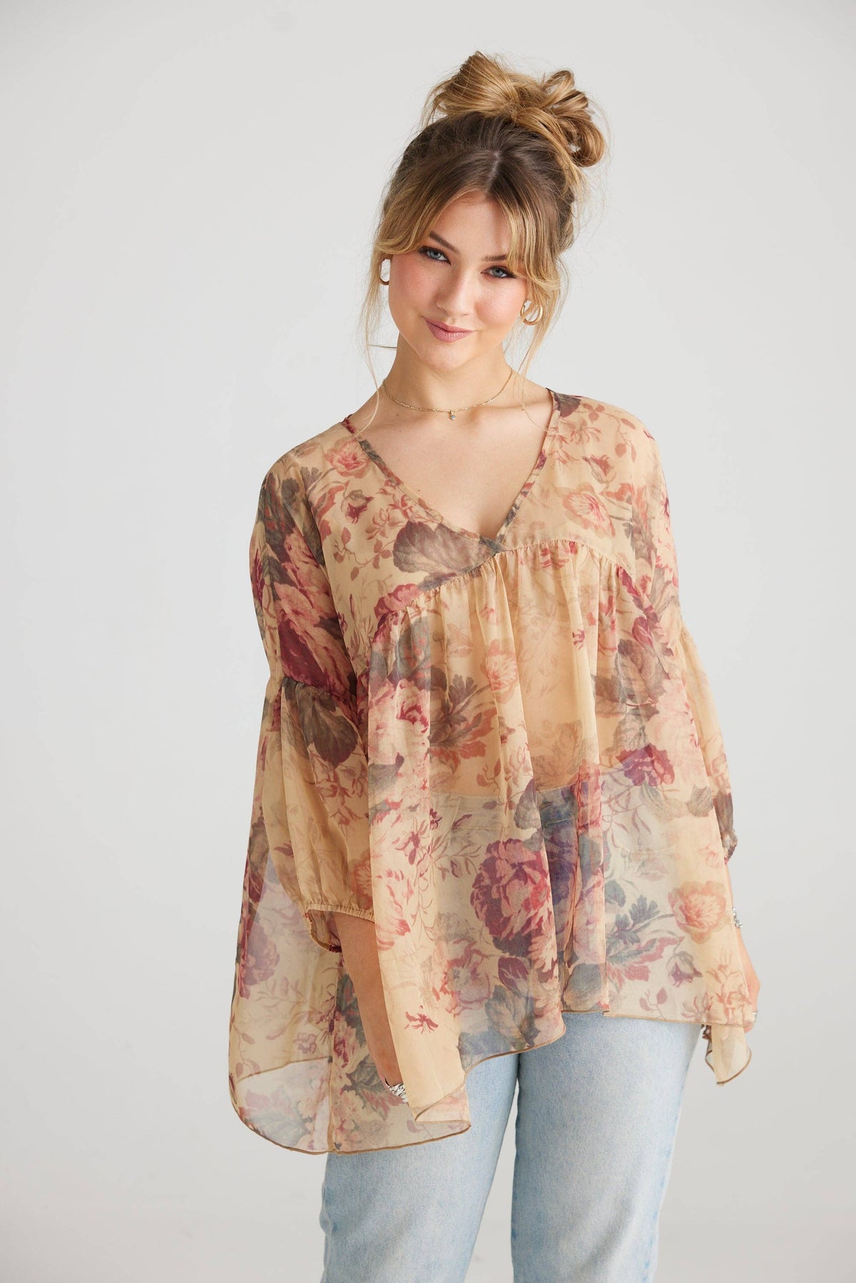 Ariel chiffon blouse - Antique Rose