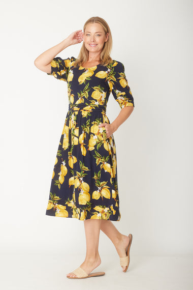 Luna Sky Lemon Midi Dress