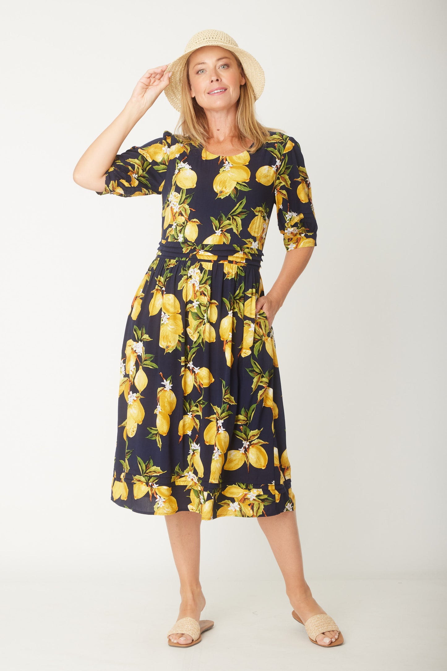 Luna Sky Lemon Midi Dress