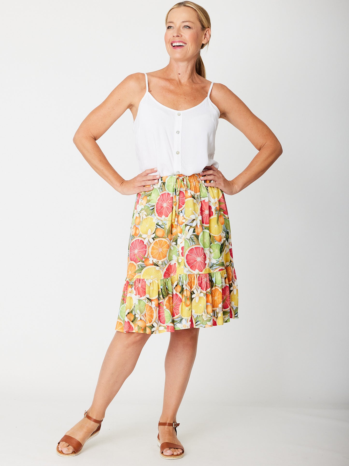 Luna Sky Citrus Midi Skirt