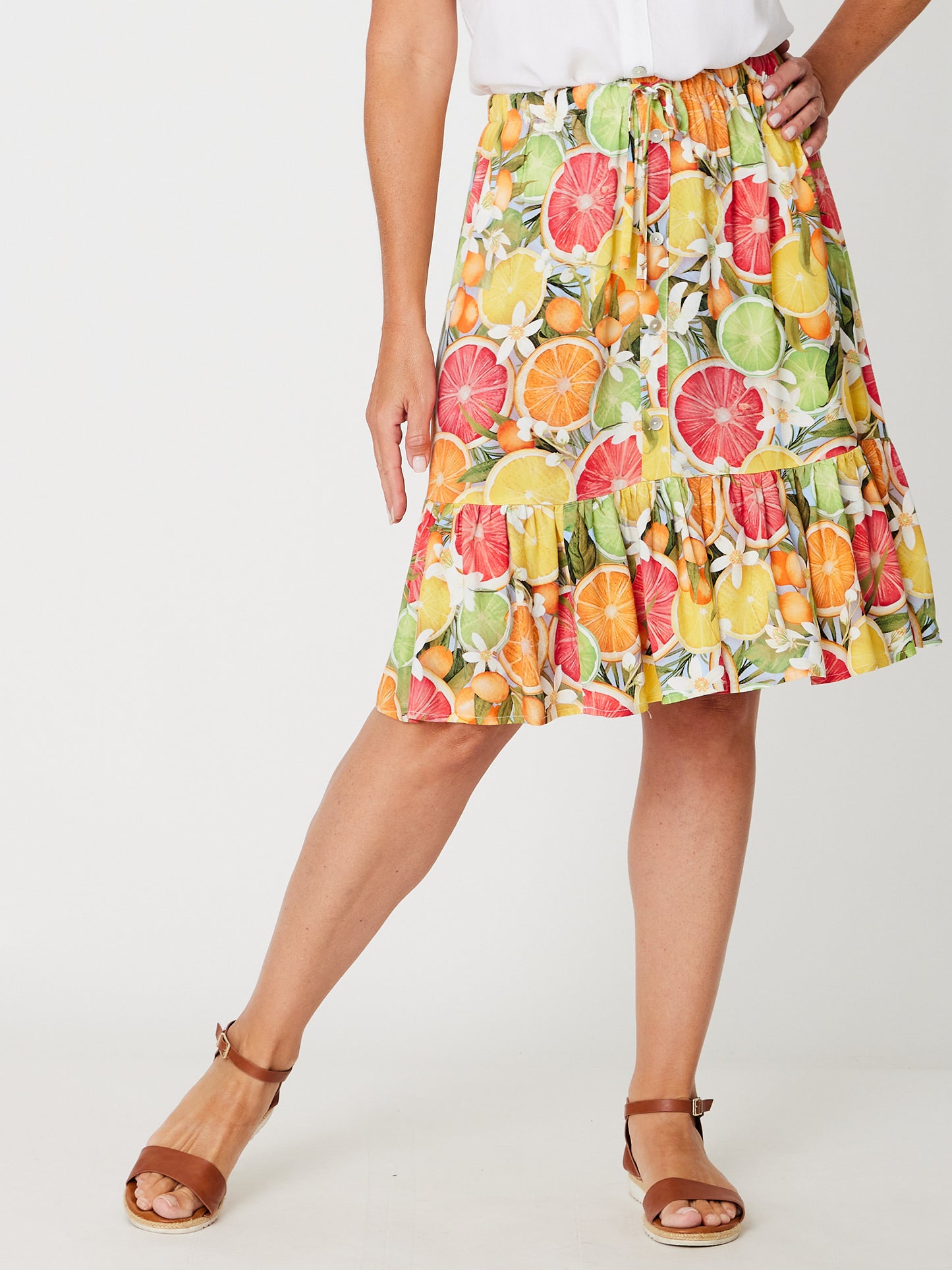 Luna Sky Citrus Midi Skirt