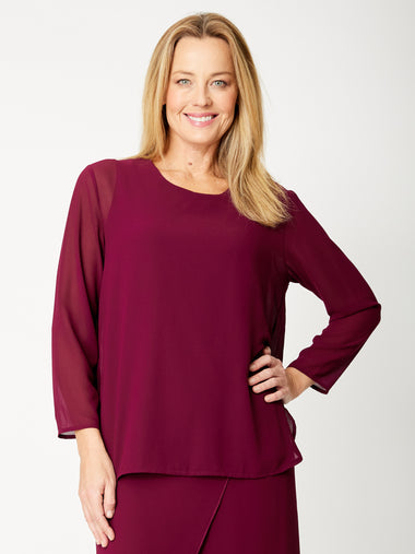 Georgia Chiffon Top - Shiraz colour
