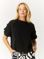 Rouched Sleeve Top - Black