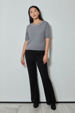 Carre Noir Heather Grey Diamante trim sweater