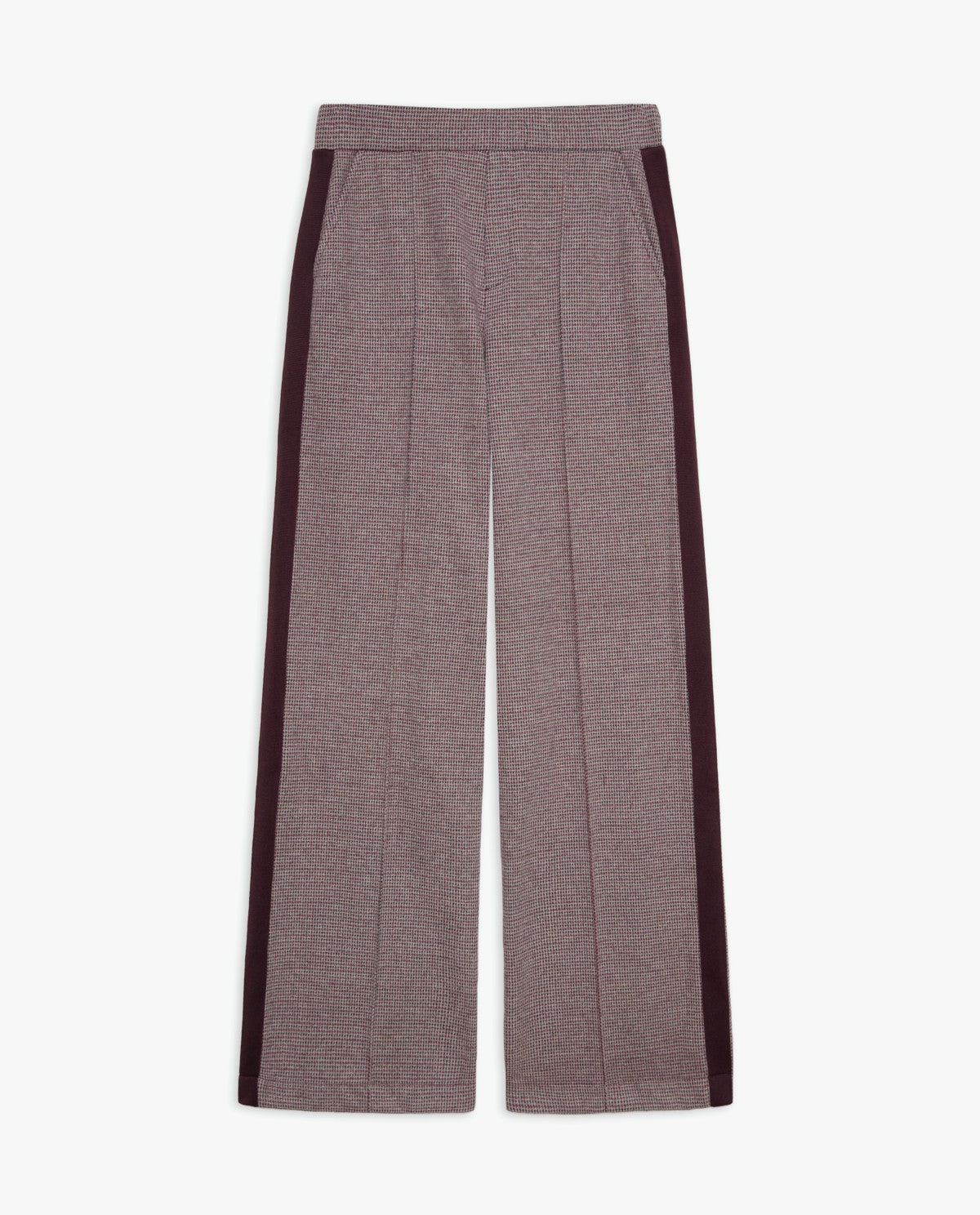 Yerse Aubergine soft wide houndstooth trousers