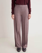 Yerse Aubergine soft wide houndstooth trousers
