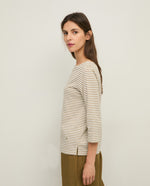Yerse Barcelona Striped Organic-Cotton Bateau-neck T-shirt - Ecru &Khaki Stripe