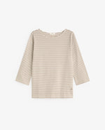 Yerse Barcelona Striped Organic-Cotton Bateau-neck T-shirt - Ecru &Khaki Stripe