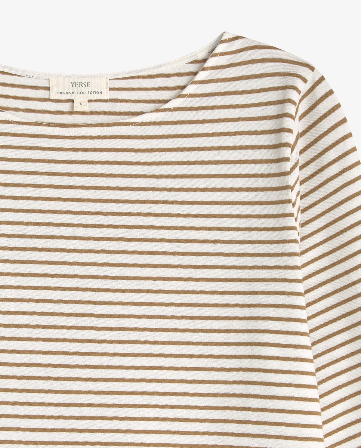 Yerse Barcelona Striped Organic-Cotton Bateau-neck T-shirt - Ecru &Khaki Stripe