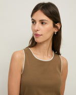 Yerse Barcelona Two-tone Cotton Top - Khaki & Ecru
