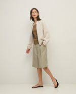 Yerse Barcelona Two-tone Cotton Top - Khaki & Ecru