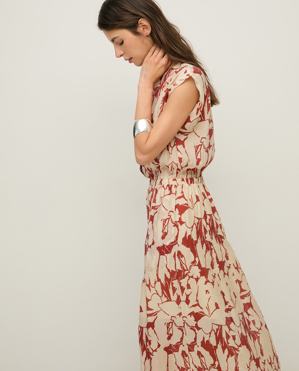 Yerse Barcelona Flowy print Gauze Midi Dress