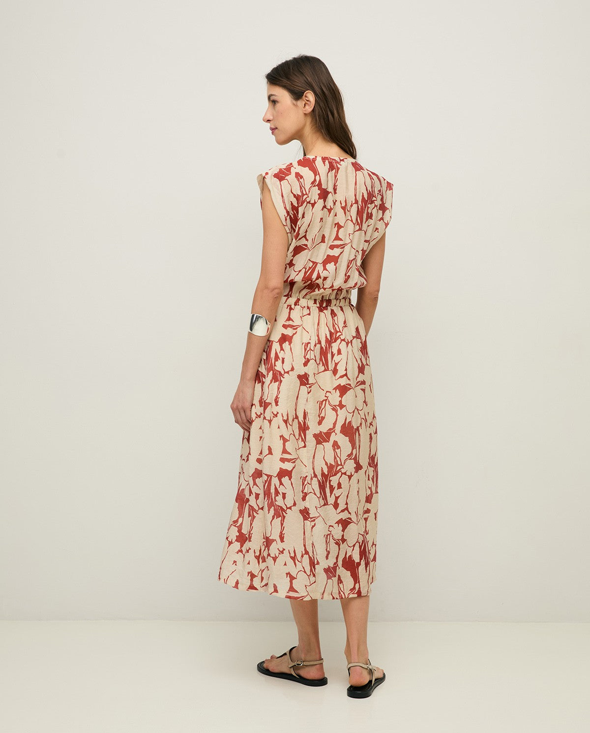 Yerse Barcelona Flowy print Gauze Midi Dress