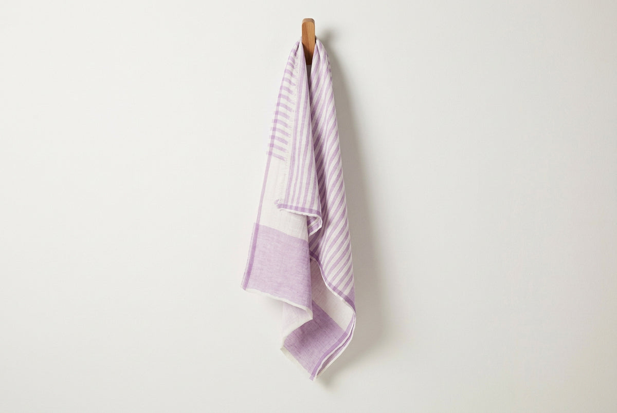 Striped Linen-Cotton Foulard scarf - Yellow Stripe
