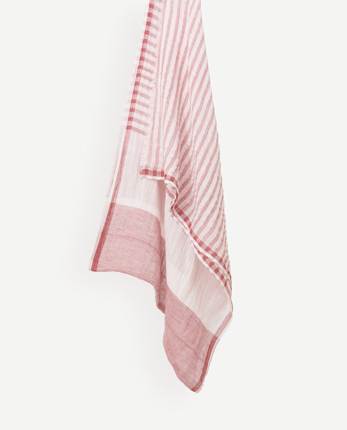 Striped Linen-Cotton Foulard scarf - Red Stripe