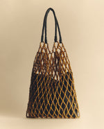 Yerse Barcelona Wooden bead mesh bag with Goatskin handles