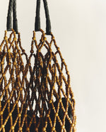 Yerse Barcelona Wooden bead mesh bag with Goatskin handles