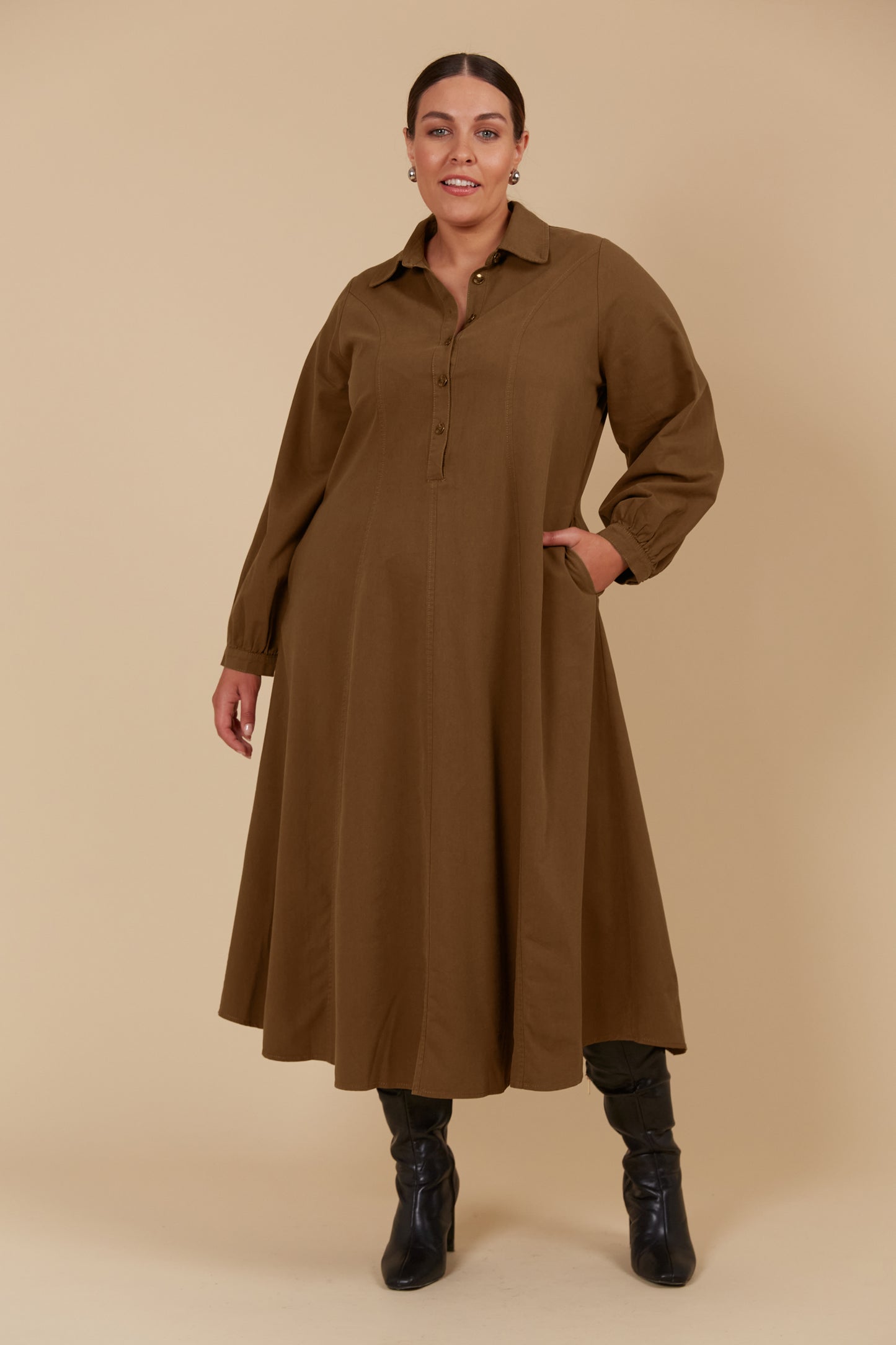 Freya Dress - Toffee colour