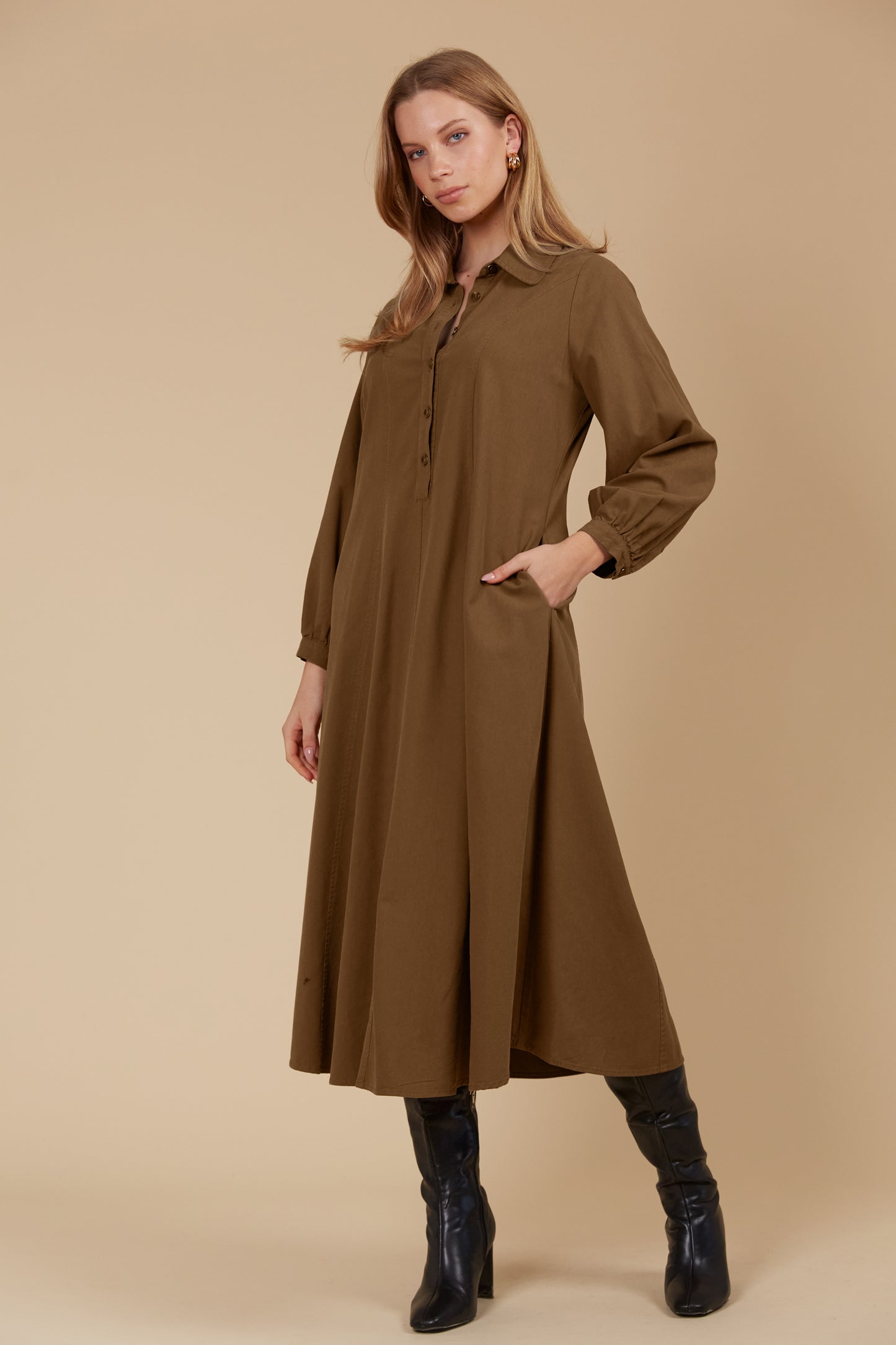 Freya Dress - Toffee colour