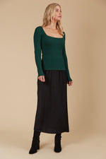 Juno Square Neck Top - Pine colour