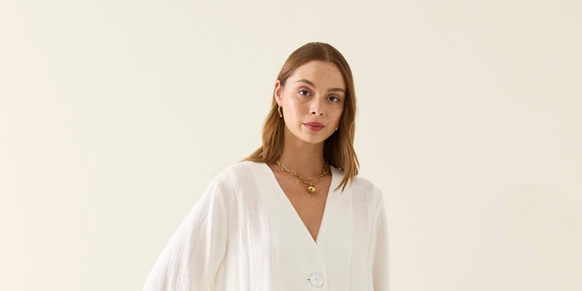Ingrid Button Top - Lotus – Dovetail Boutique NZ