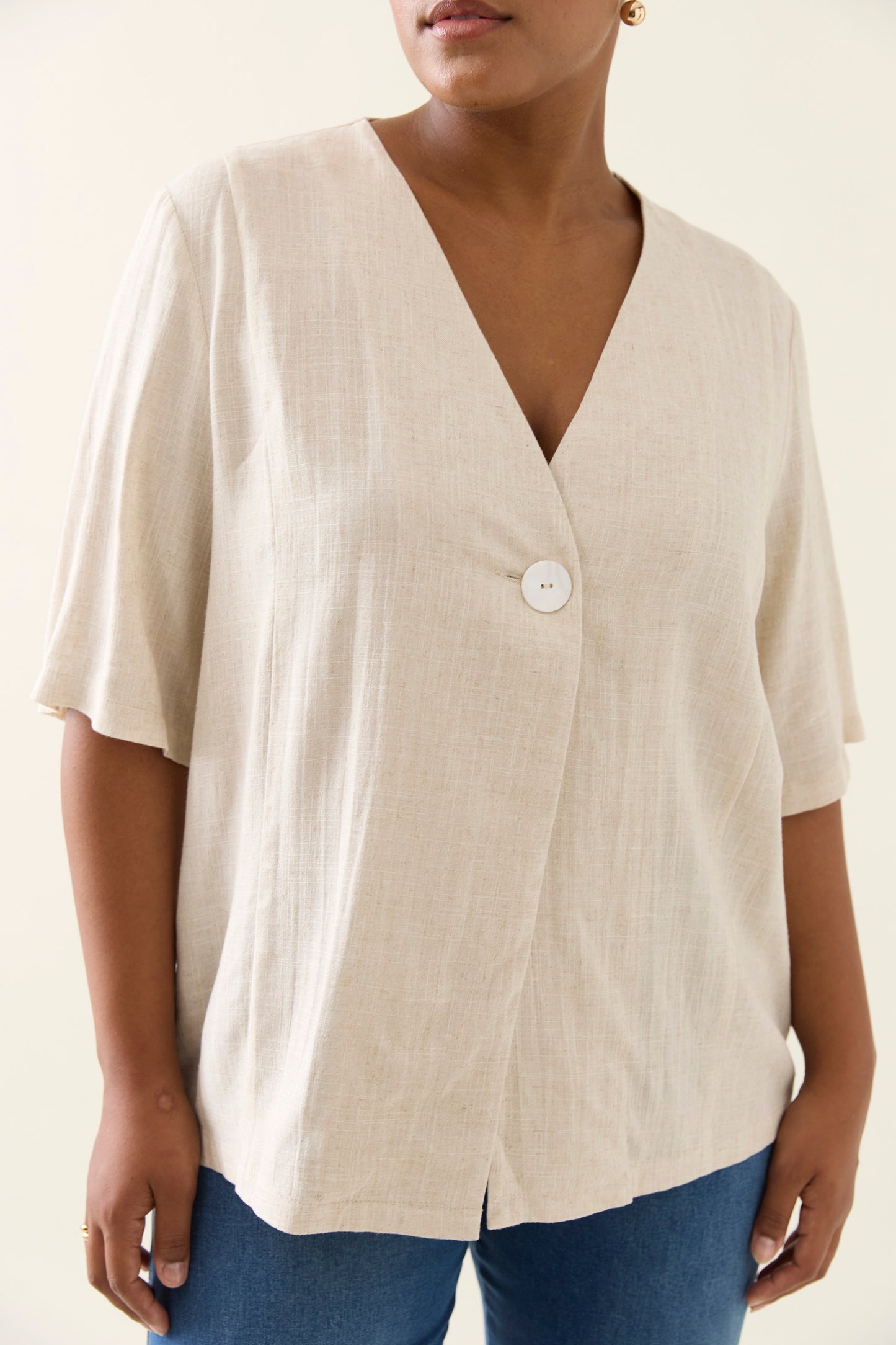 Ingrid Button Top - Canvas