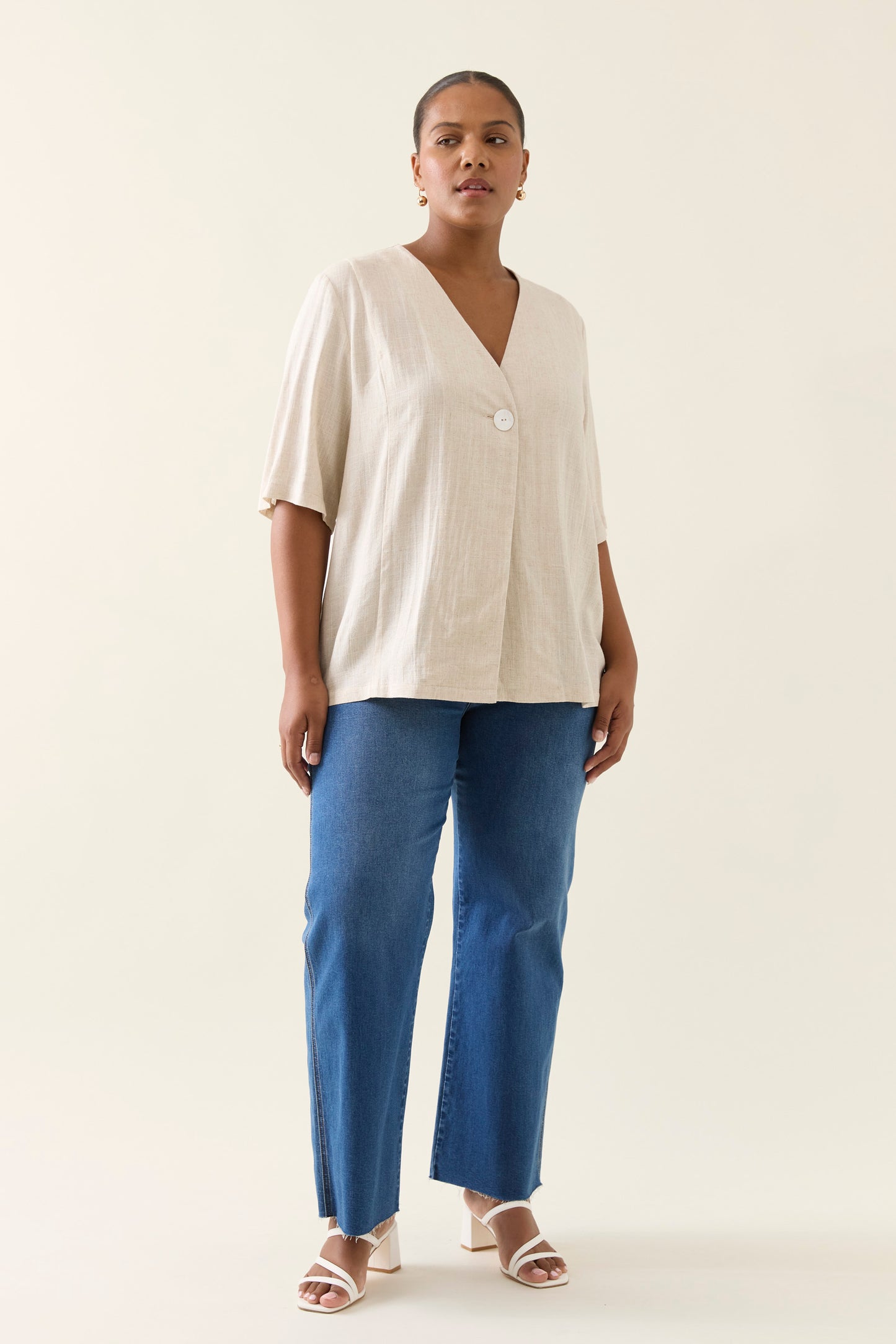 Ingrid Button Top - Canvas