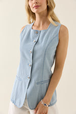 Sofie Denim Vest - Sky