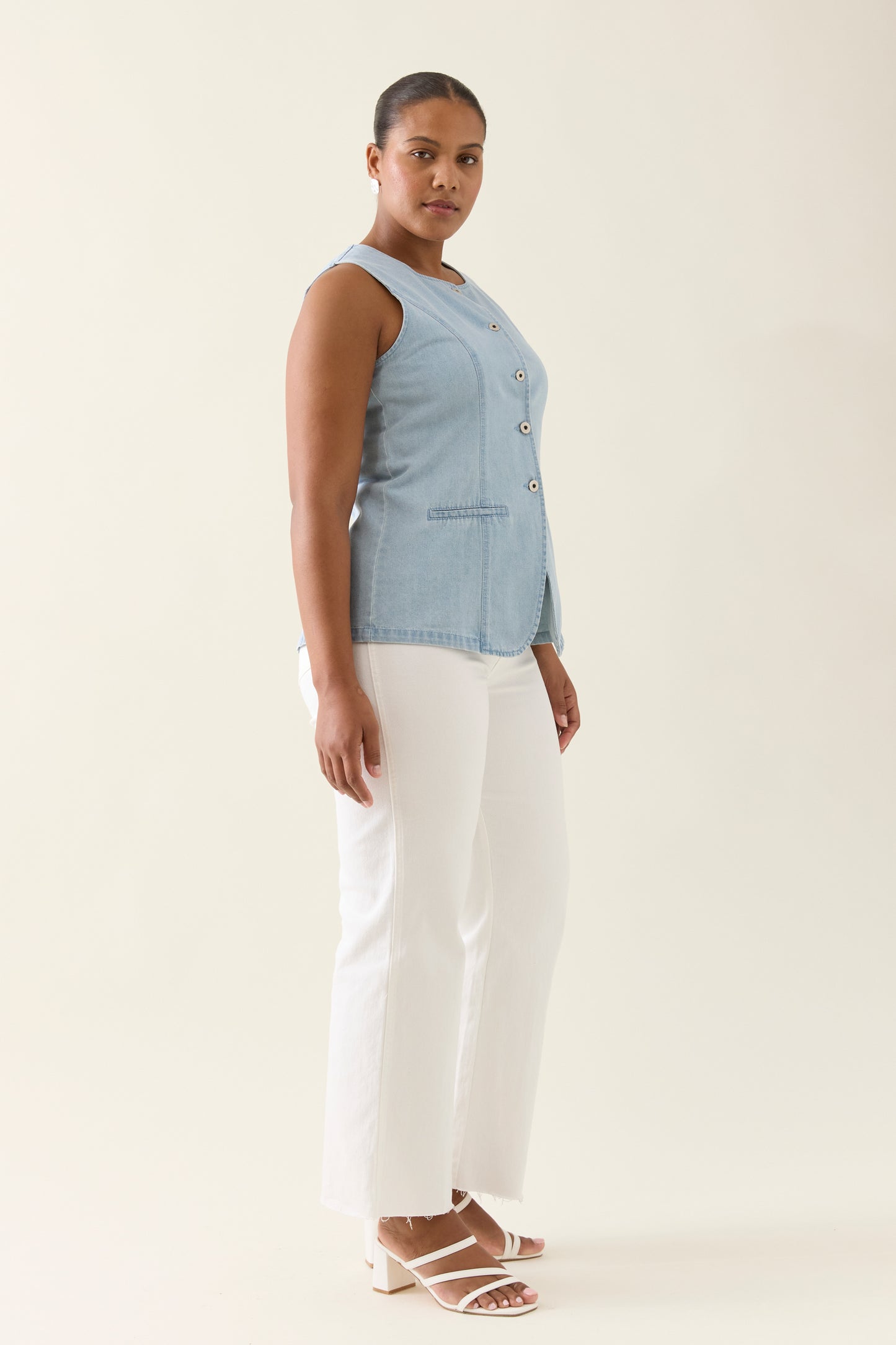 Sofie Denim Vest - Sky