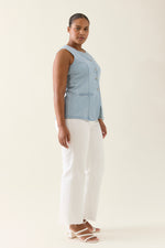 Sofie Denim Vest - Sky
