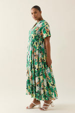 Aurora Pleat Maxi - Paisley Green