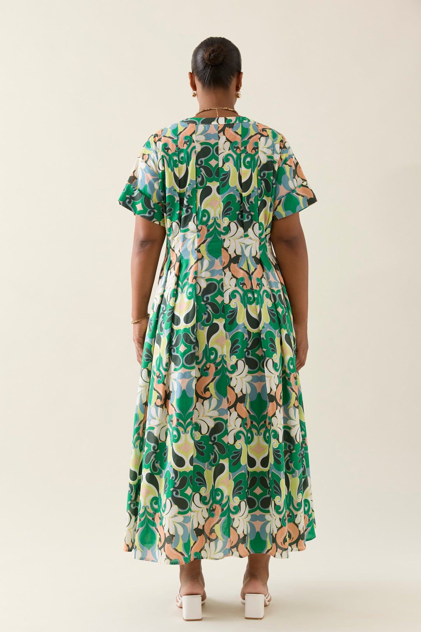 Aurora Pleat Maxi - Paisley Green