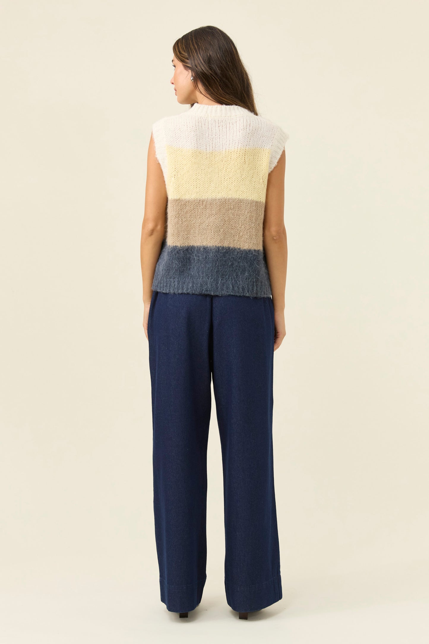 Pallas Stripe Knit Vest from Isle of mine- Butter colour