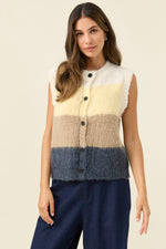 Pallas Stripe Knit Vest from Isle of mine- Butter colour